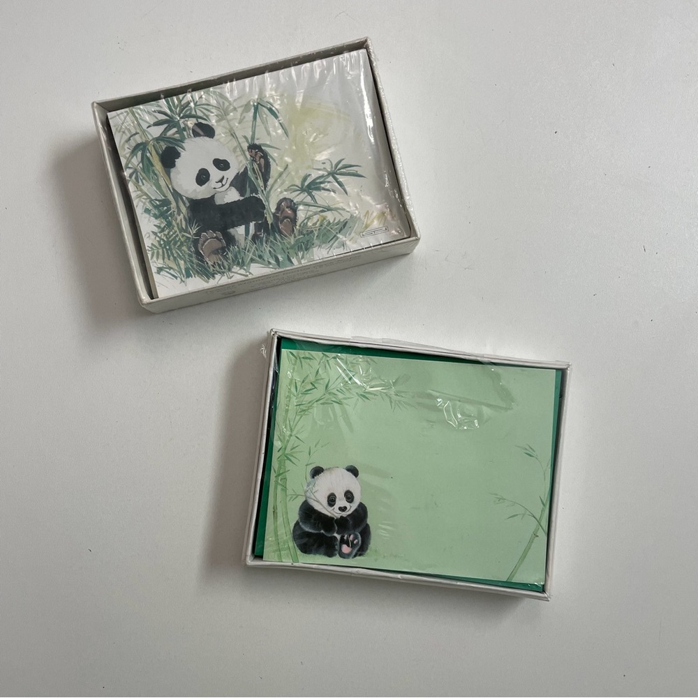 Vintage Hallmark Notes Cards Thank You Panda Tender Moments Folded Envelopes USA